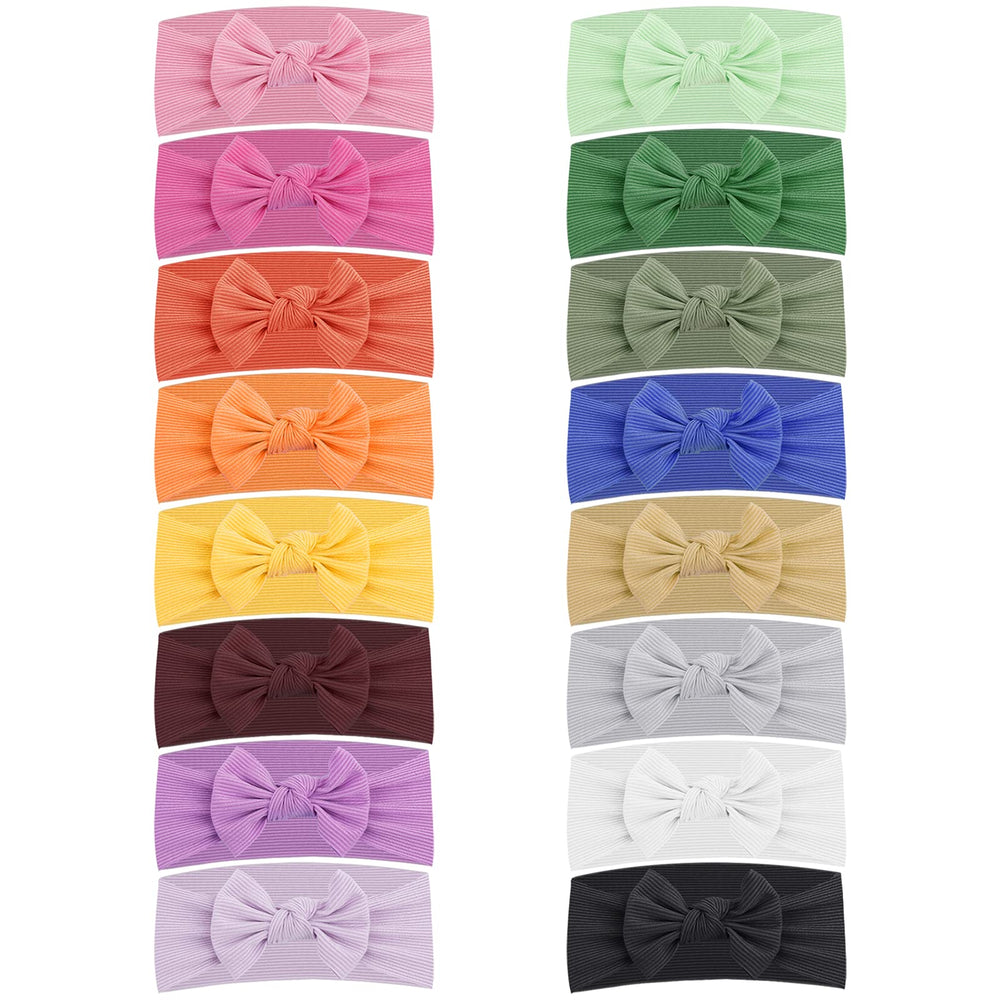 Antetek Baby Girls 16pcs Nylon Soft Newborn bows and headbands for Baby Newborn Hair Accessories gifts for Newborn infant headbandsToddlers Kids Girls (Colorful)