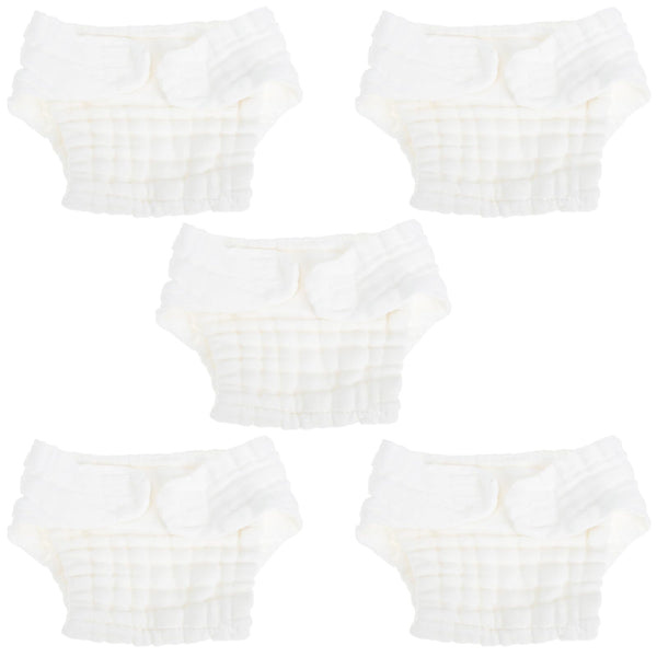 Healifty Newborn Diapers 5pcs Diaper Baby Cloth Newborn Pure Cotton Mustard White Washable Baby Diapers
